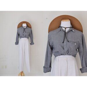 Worrrn Vintage 90s Sha‎ Safari Micro Striped Mens Cotton Shirt size Small